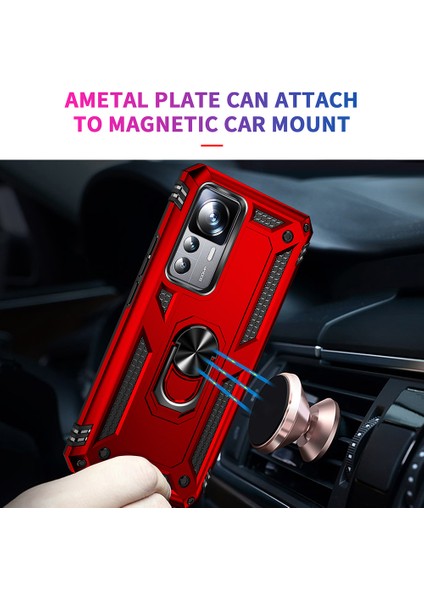 Xiaomi 12T 5G/12T Pro 5g/redmi K50 Ultra 5g, Pc+Tpu Telefon Kapağı Ring Kickstand-Red ile (Yurt Dışından) modelleri