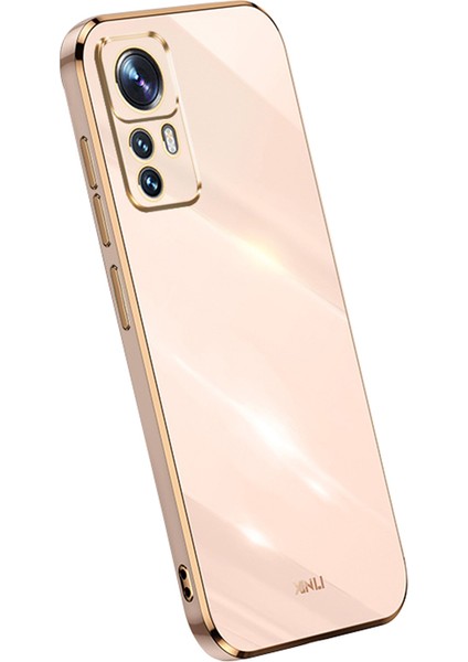 Xiaomi Için Xinli 12T Pro 5g Telefon Kapak Kabuğu Elektrapan Altın Kenar Anti-Çizelge Tpu Telefon Vaka-Pembe (Yurt Dışından)