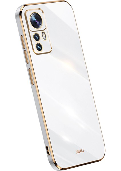 Xiaomi Için Xinli 12T Pro 5g Telefon Kapak Kabuğu Elektrokapı Altın Kenar Koşu Anti-Çizelge Tpu Telefon Vaka-Beyaz (Yurt Dışından)