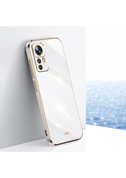 Xiaomi Için Xinli 12T Pro 5g Telefon Kapak Kabuğu Elektrokapı Altın Kenar Koşu Anti-Çizelge Tpu Telefon Vaka-Beyaz (Yurt Dışından) indirimleri
