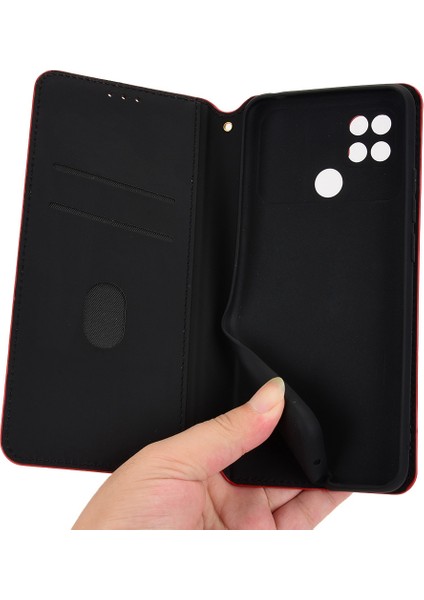 Xiaomi Için Poco C40 4g Pu Deri Stand Cüzdan Otomatik Kapatma Manyetik Telefon Kılıfı Baskılı Rhombus Desen Folio Flip Cover-Black (Yurt Dışından)