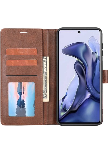 Xiaomi Poco X4 Pro 5g Iyi Korumalı Anti-Çizim Anti-Ekleme Deri Kasa Cüzdan Standı Manyetik Koruyucu Kabuk-Kahverengi (Yurt Dışından) modelleri
