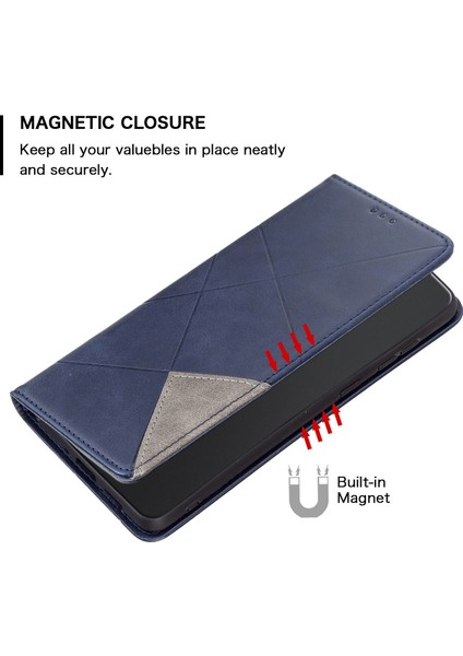 Xiaomi Için 12 Lite Geometrik Basılı Manyetik Otomatik Ahmsorbed Pu Deri Kapak Kart Tutucu Stand Iç Tpu Kasa Mavisi (Yurt Dışından) fırsatları