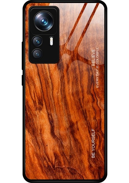 Xiaomi Için 12T Pro 5g Damla Dayanıklı Ahşap Desen Temizlikli Cam Kabuk Telefon Kılıfı Tpu Çerçeve Koruyucu Kapak-Por (Yurt Dışından)