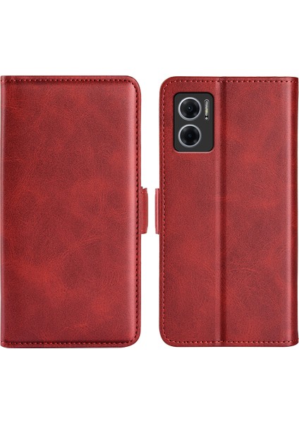 Xiaomi Için Redmi Note 11E 5g/redmi 10 5g/redmi 10 Prime+ 5g Dokulu Pu Deri+ Tpu Çift Koruma Telefon Kılıfı Şok Geçirmez Stand Cüzdan Tasarım Telefon Kabuğu-Kırmızı (Yurt Dışından)