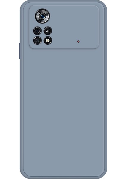 Xiaomi Poco X4 Pro 5g Düz Kenarlı Ka Yumuşak Tpu Kılıf Mikrofiber Astar Anti-Drop Telefon Geri Kapak Grey Mavisi (Yurt Dışından)