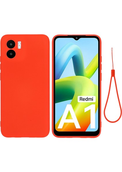 Xiaomi Redmi A2 4g/a1 4g Yumuşak Sıvı Silikon Cep Telefon Kılıfı Mikrofiber Astar Anti-Çizelge Kapağı Kayış Kırmızısı (Yurt Dışından)