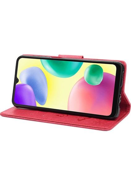 Xiaomi Için Redmi 10A Pu Deri Kelebek Çiçeği Baskılı Kılıf Stand Cüzdan Tasarım Telefon Koruyucu Kapak-Kırmızı (Yurt Dışından) fiyatları