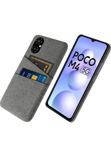 Xiaomi Poco M4 Için 5g Çizgi Anti-Çizelge Kılıfı Yumuşak Dokunmatik Kumaş Doku Pc Arka Kapak Çift Kart Tutucu Grey (Yurt Dışından)