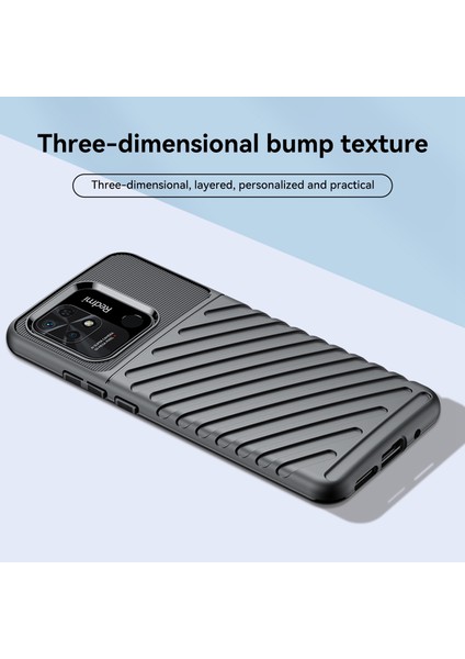 Thunder Serisi Twill Doku Xiaomi Redmi 10C Için Esnek Tpu Kılıfı, Kalınlaştırılmış Şok Geçirmez Telefon Kapak Black (Yurt Dışından) modelleri