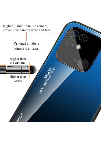 Xiaomi Redmi Için 10C Cep Telefonu Koruma Gradyan Renk Temsilli Cam Geri+Yumuşak Tpu Kenar Kılıf Mavisi/gül (Yurt Dışından) fırsatları