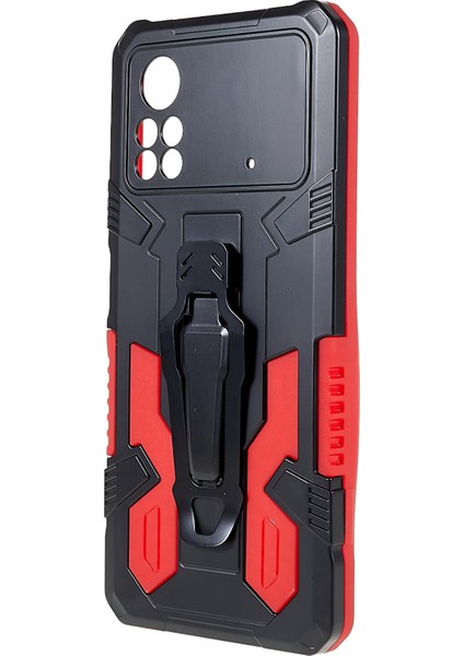 Mechwarrior Xiaomi Için Poco X4 Pro 5g Giyim Dirençli Damla Damla Damlı Yumuşak Tpu Sert Pc Sert Zırh Kılıfı Back Kickstand Telefon Kabuğu-Kırmızı (Yurt Dışından) fiyatları