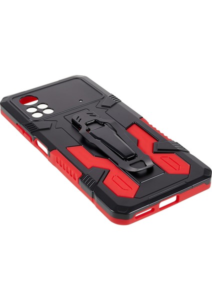 Mechwarrior Xiaomi Için Poco X4 Pro 5g Giyim Dirençli Damla Damla Damlı Yumuşak Tpu Sert Pc Sert Zırh Kılıfı Back Kickstand Telefon Kabuğu-Kırmızı (Yurt Dışından) fırsatları