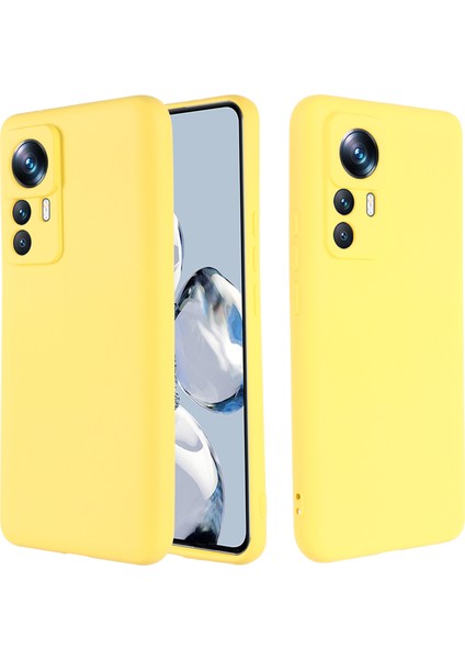 Xiaomi 12T Pro 5g Için Koruyucu Telefon Kılıfı, Hafif Kıç Çizelge Önleyici Sıvı Silikon Arka Kapak Strap-Sarı (Yurt Dışından)