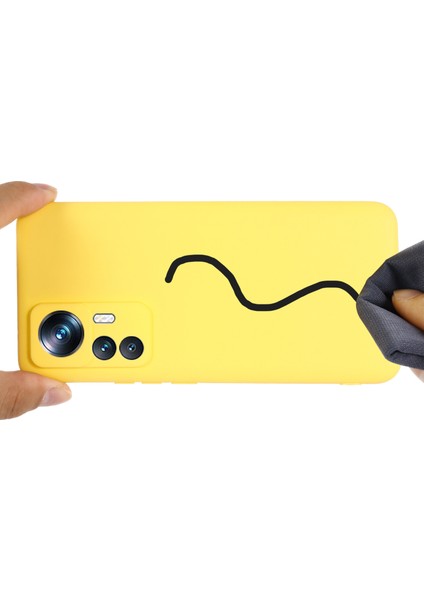 Xiaomi 12T Pro 5g Için Koruyucu Telefon Kılıfı, Hafif Kıç Çizelge Önleyici Sıvı Silikon Arka Kapak Strap-Sarı (Yurt Dışından)