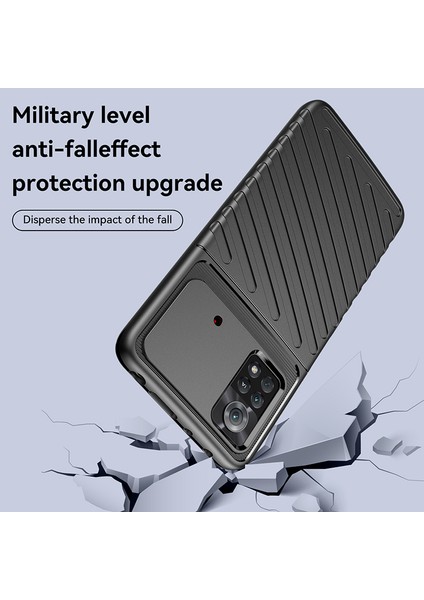 Xiaomi Poco X4 Pro 5g Thunder Serisi Twill Doku Esnek Tpu Cep Telefon Kılıfı Kalınlaştırılmış Dalgalı Anti-Drop Cover-Black (Yurt Dışından)