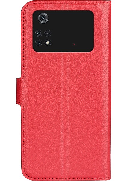 Xiaomi Için Poco M4 Pro 4g Folio Flip Litchi Doku Pu Deri Kılıf Stand Cep Telefonu Kapak-Kırmızı (Yurt Dışından) modelleri