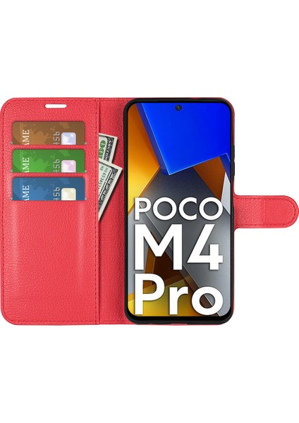 Xiaomi Için Poco M4 Pro 4g Folio Flip Litchi Doku Pu Deri Kılıf Stand Cep Telefonu Kapak-Kırmızı (Yurt Dışından) fırsatları