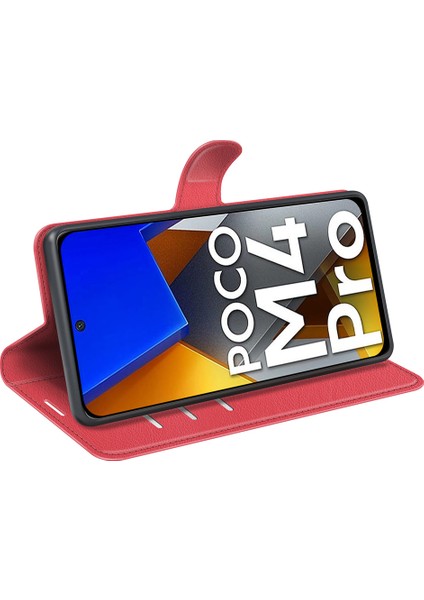 Xiaomi Için Poco M4 Pro 4g Folio Flip Litchi Doku Pu Deri Kılıf Stand Cep Telefonu Kapak-Kırmızı (Yurt Dışından) indirimleri