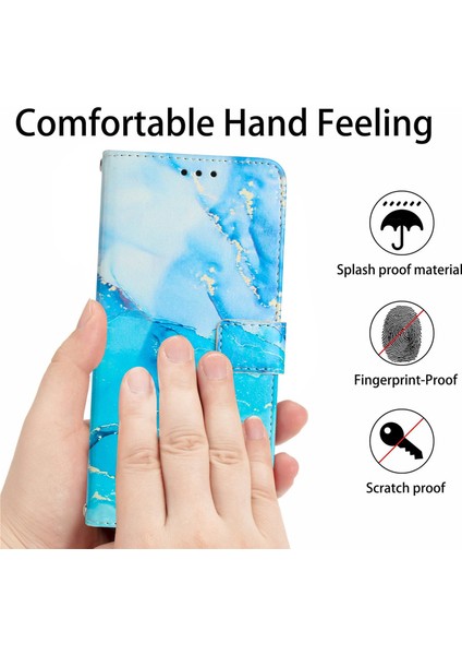 Xiaomi Için Cüzdan Telefon Kılıfı 12 Lite 5g Koruyucu Koruyucu Mermer Desen Baskı Stand-Mavi/yeşil ile Şok Geçirmez Kapak (Yurt Dışından) fırsatları