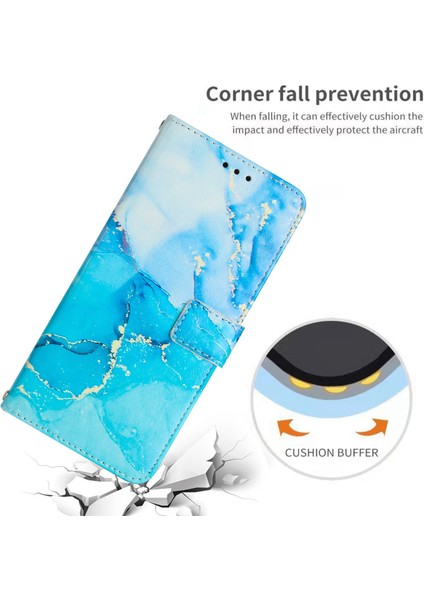 Xiaomi Için Cüzdan Telefon Kılıfı 12 Lite 5g Koruyucu Koruyucu Mermer Desen Baskı Stand-Mavi/yeşil ile Şok Geçirmez Kapak (Yurt Dışından) indirimleri