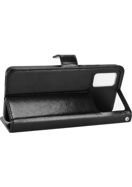 Xiaomi Için Poco X4 Pro 5g Çılgın At Dokusu Flip Cover Pu Deri Stand Cüzdan Şok Geçirmez Koruyucu Telefon Kasası, Bilek Kayış-Siyah (Yurt Dışından) modelleri