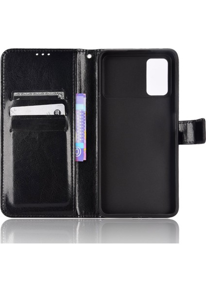 Xiaomi Için Poco X4 Pro 5g Çılgın At Dokusu Flip Cover Pu Deri Stand Cüzdan Şok Geçirmez Koruyucu Telefon Kasası, Bilek Kayış-Siyah (Yurt Dışından) fırsatları