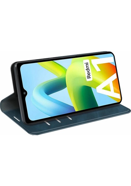 Xiaomi Için Redmi A1 4g/a2 4g Cilt Touch Duygu Pu Deri Kılıf Manyetik Otomatik Kapanış Tam Koruma Telefon Stand Cüzdan Kapak Mavisi (Yurt Dışından)