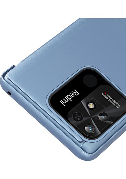Xiaomi Redmi Için 10C Pencere Pencere Duran Kılıf Pu Deri Parlak Elektrogülasyon Ayna Makyaj Kapağı Kabuk-Silver (Yurt Dışından) fırsatları