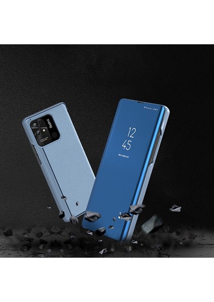 Xiaomi Redmi Için 10C Pencere Pencere Duran Kılıf Pu Deri Parlak Elektrogülasyon Ayna Makyaj Kapağı Kabuk-Silver (Yurt Dışından) indirimleri