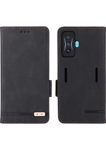 Xiaomi Için Poco F4 Gt/redmı K50 Pu Pu Pu Deri Deri Yan Manyetik Kılıf Cüzdan Stand Donanım Tasarımı Telefon Kapak Black (Yurt Dışından)