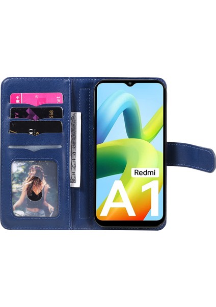 Xiaomi Için Redmi A1 4g/a2 4g Cep Telefonu Kapağı Ayarlanabilir Stand Cüzdanı Pu Deri Koruyucu Telefon Kılıfı 10 Kart Yuvası-Dark Mavi (Yurt Dışından)