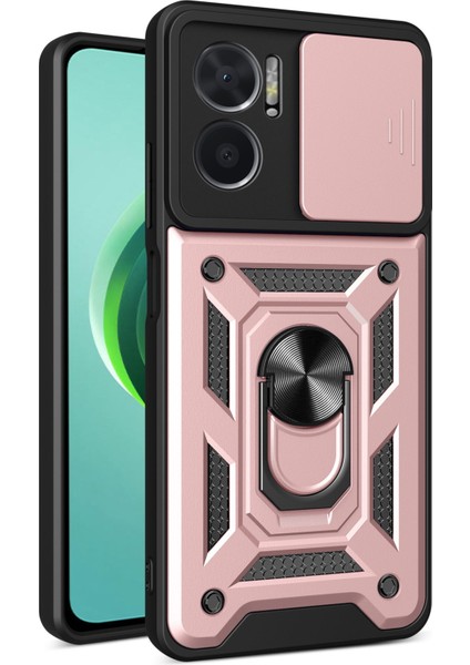 Xiaomi Redmi Için Bump Proof Telefon Kılıfı Not 11E 5g/redmi 10 5g/10 Prime+ 5g, Pc+ Tpu Koruyucu Arka Kapak Slayt Kamera Koruyucu ve Yüzük Kickstand-Rose Altın (Yurt Dışından)