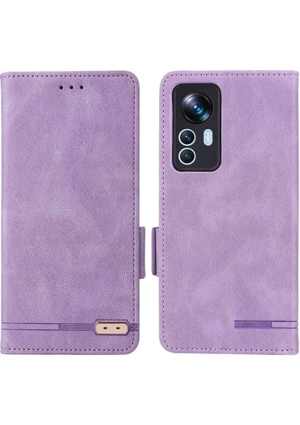 Xiaomi 12T 5g/redmi K50 Ultra 5g Cüzdan Flip Telefon Kapağı Donanım Dekoru Pu Derisi Manyetik Kapanma Stand Kılıf-Mor (Yurt Dışından)