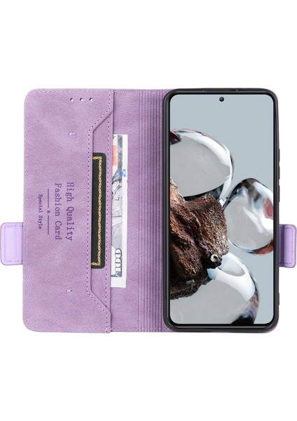 Xiaomi 12T 5g/redmi K50 Ultra 5g Cüzdan Flip Telefon Kapağı Donanım Dekoru Pu Derisi Manyetik Kapanma Stand Kılıf-Mor (Yurt Dışından) fiyatları