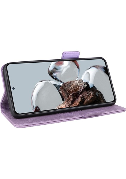 Xiaomi 12T 5g/redmi K50 Ultra 5g Cüzdan Flip Telefon Kapağı Donanım Dekoru Pu Derisi Manyetik Kapanma Stand Kılıf-Mor (Yurt Dışından) modelleri