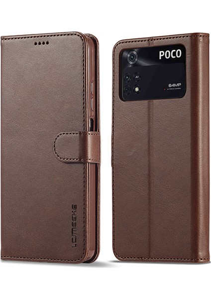 Xiaomi Için Poco M4 Pro 4g Iyi Korumalı Dokulu Pu Deri Flip Folio Stand Cüzdan Kasa Telefon Kılıfı Kapak-Kahverengi (Yurt Dışından)