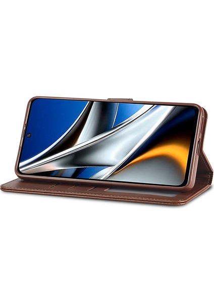 Xiaomi Için Poco M4 Pro 4g Iyi Korumalı Dokulu Pu Deri Flip Folio Stand Cüzdan Kasa Telefon Kılıfı Kapak-Kahverengi (Yurt Dışından)