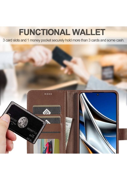 Xiaomi Için Poco M4 Pro 4g Iyi Korumalı Dokulu Pu Deri Flip Folio Stand Cüzdan Kasa Telefon Kılıfı Kapak-Kahverengi (Yurt Dışından)