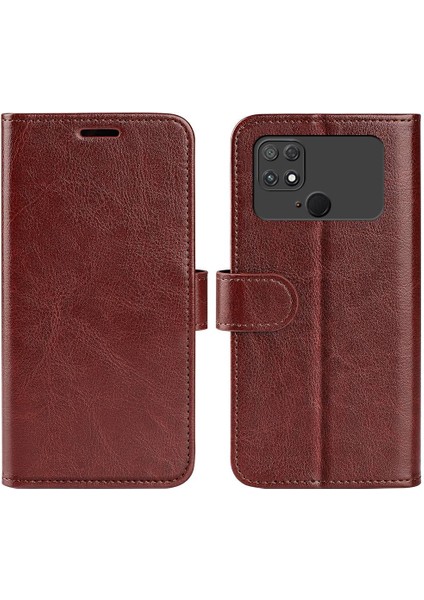 Anti-Cratch Crazy Horse Doku Doku Telefon Kabuğu Xiaomi Poco C40 4g, Flip Stant Kılıfı Pu Deri+Tpu Telefon Cüzdan Kapak-Kahverengi (Yurt Dışından)