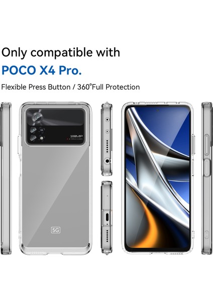 Xiaomi Poco X4 Pro 5g Sabit Akrilik Yumuşak Tpu Kasası Bağımsız Düğmeler Tespitli Şeffaf Telefon Kapağı (Yurt Dışından) fiyatları