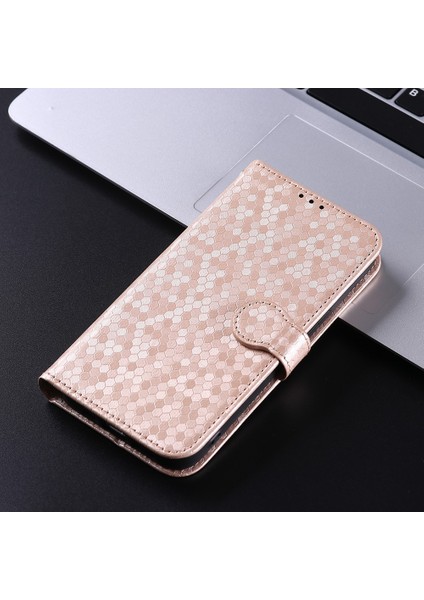 Xiaomi Için Poco C40 4g Anti-Çizelge Folio Flip Kapak Standı Cüzdan Telefon Kılıfı Dot Deseni Tpu+Pu Deri Koruyucu Kabuk Golü Altın (Yurt Dışından)