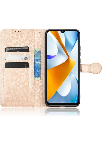 Xiaomi Için Poco C40 4g Anti-Çizelge Folio Flip Kapak Standı Cüzdan Telefon Kılıfı Dot Deseni Tpu+Pu Deri Koruyucu Kabuk Golü Altın (Yurt Dışından)