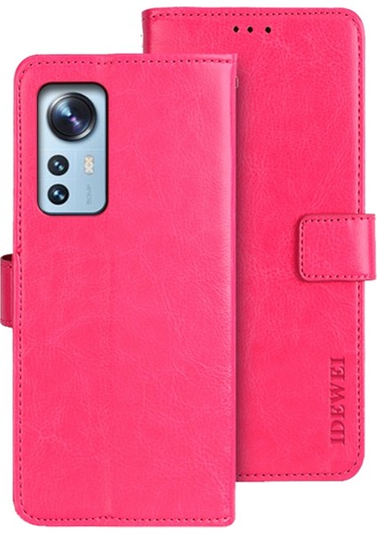 Xiaomi 12T 5g/redmi K50 Ultra 5g Telefon Kılıfı Katlanabilir Stand Çılgın At Dokulu Telefon Kapağı Cüzdan-Ros (Yurt Dışından)