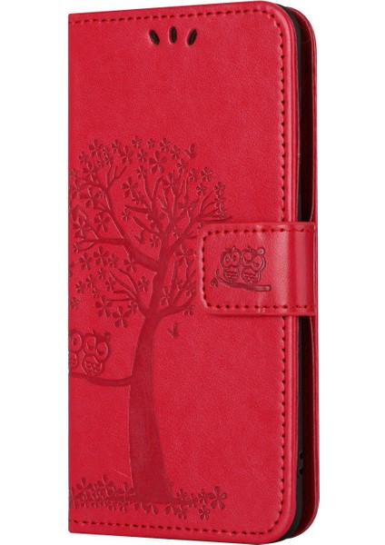 Manyetik Toka Telefon Kapağı Xiaomi Redmi A1 4g/a2 4g Anti-Çizgi Pu Deri Baskılı Baykuş Ağacı Desen Telefon Kılıfı Stand-Red (Yurt Dışından) fırsatları