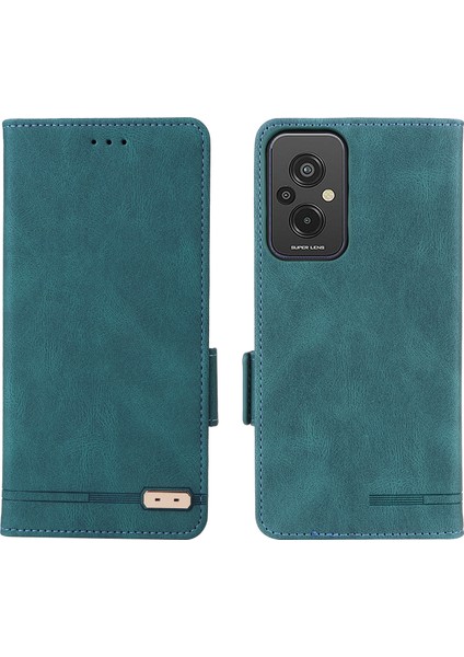 Xiaomi Redmi Için 11 Prime 4g Anti-Çizelge Pu Deri Deri Anti Dalgalı Kılıf Donanım Dekoru Çift Manyetik Toka Cüzdan Stand Kabuk Mavisi (Yurt Dışından)