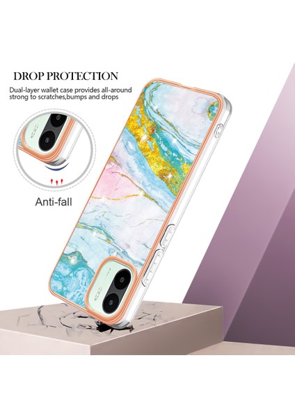 Xiaomi Için Redmi A1 4g/a2 4g Kırmızı Dayanıklı Mermer Desenli Telefon Kılıfı Yumuşak Tpu Elektrapılaşma Çerçevesi Kabuk Imd Geri Kapak Yeşil (Yurt Dışından)