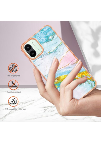 Xiaomi Için Redmi A1 4g/a2 4g Kırmızı Dayanıklı Mermer Desenli Telefon Kılıfı Yumuşak Tpu Elektrapılaşma Çerçevesi Kabuk Imd Geri Kapak Yeşil (Yurt Dışından)