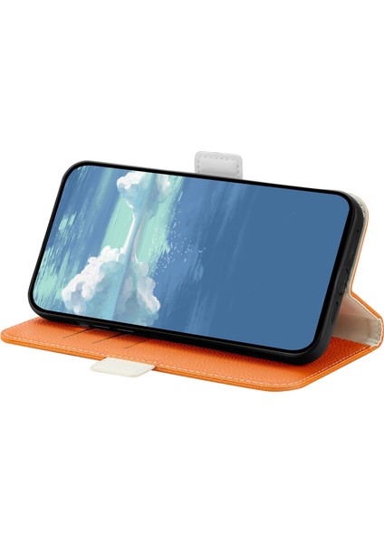 Xiaomi Poco X4 Pro 5g Için Katlanabilir Stand Deri Telefon Kılıfı, Şeker Renkli Litchi Doku Cüzdan Flip Kapak-Orange (Yurt Dışından)