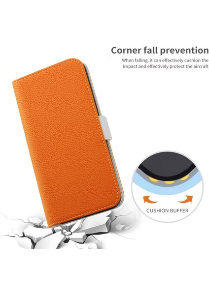 Xiaomi Poco X4 Pro 5g Için Katlanabilir Stand Deri Telefon Kılıfı, Şeker Renkli Litchi Doku Cüzdan Flip Kapak-Orange (Yurt Dışından)
